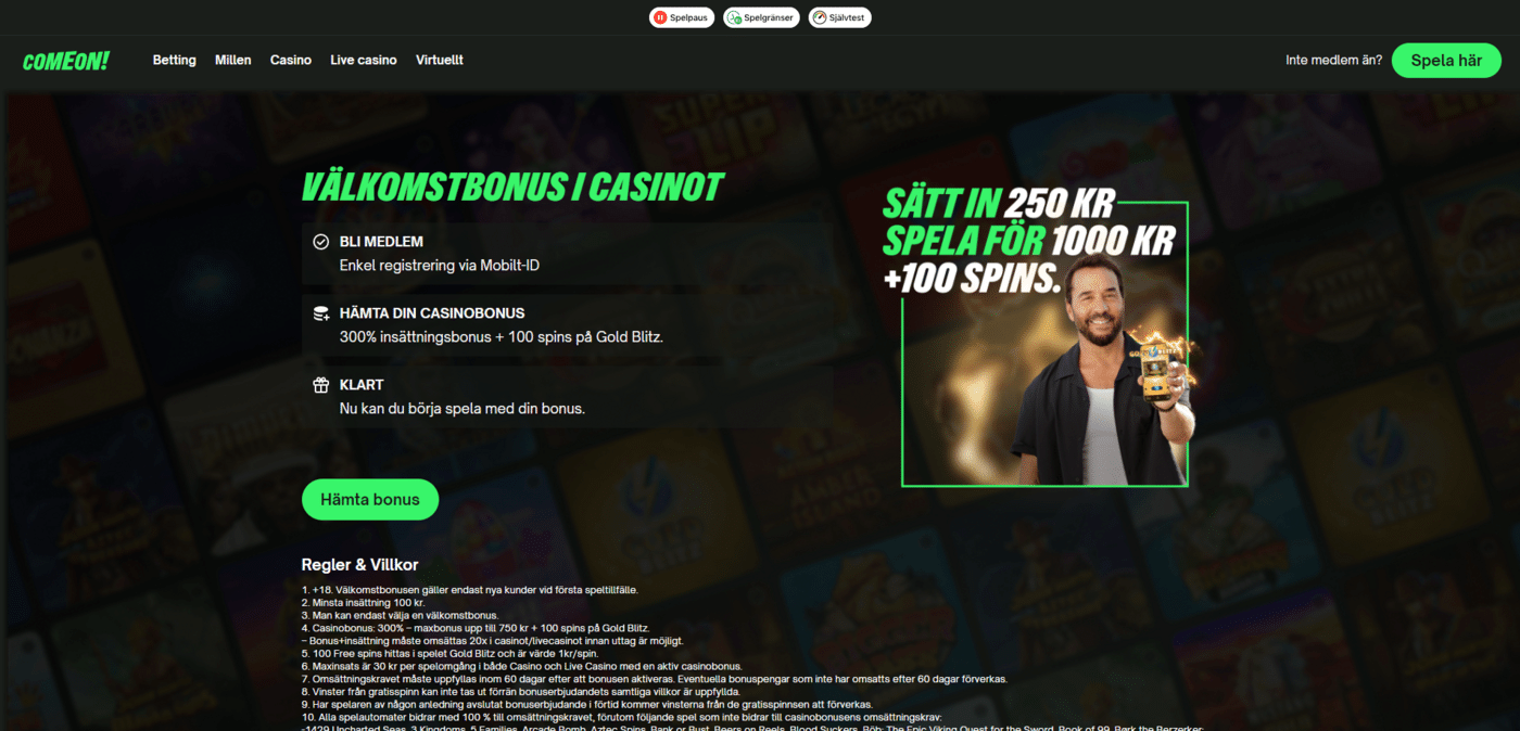 ComeOn casino välkomstbonus