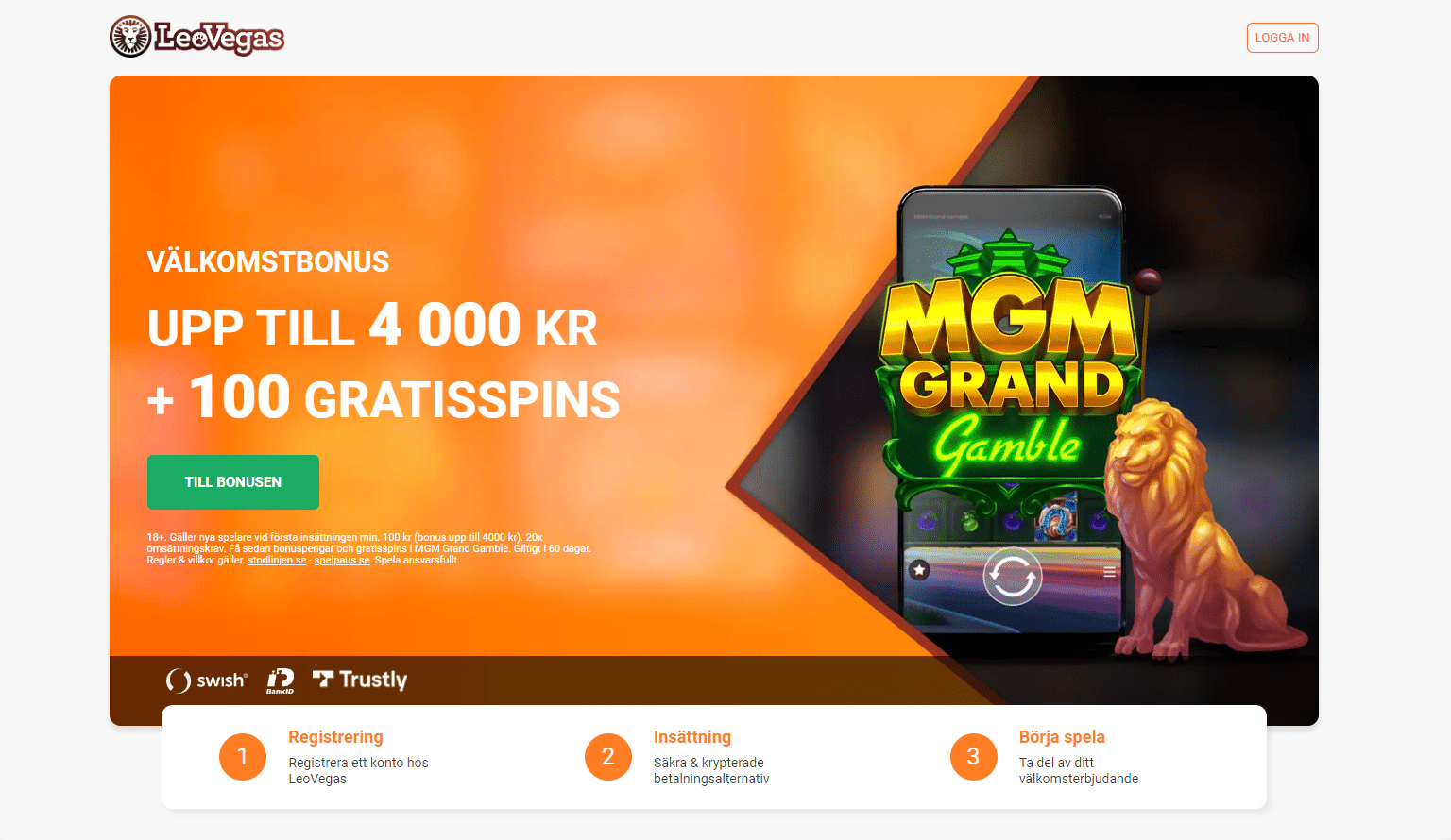 LeoVegas free spins välkomstbonus